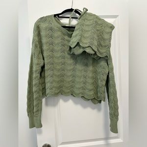 illa illa green scallop knit set